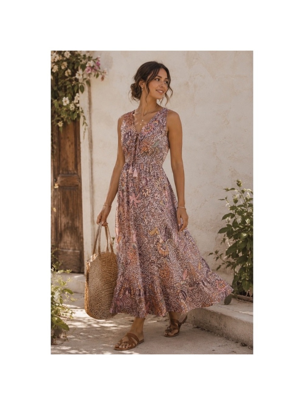 Madewell Pink & Orange Boho Floral Maxi Dress
